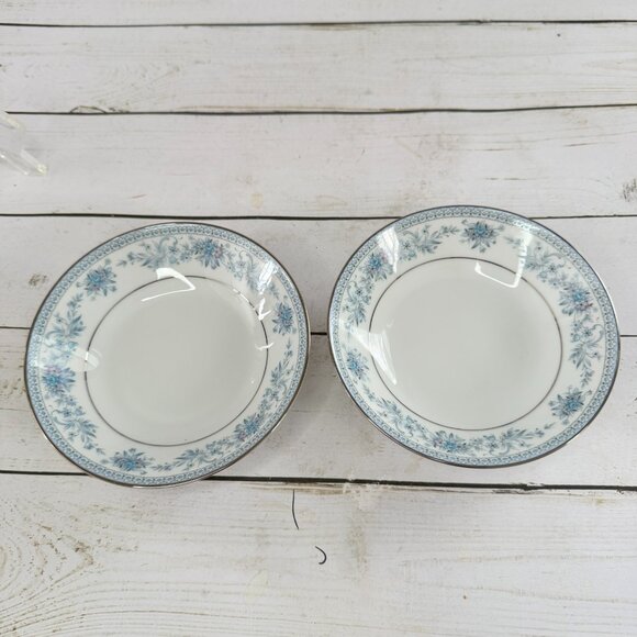 Noritake Fine China Blue Hill Soup Cereal Bowls Silver Trimmed Edge Lot of 2 - Picture 15 of 16